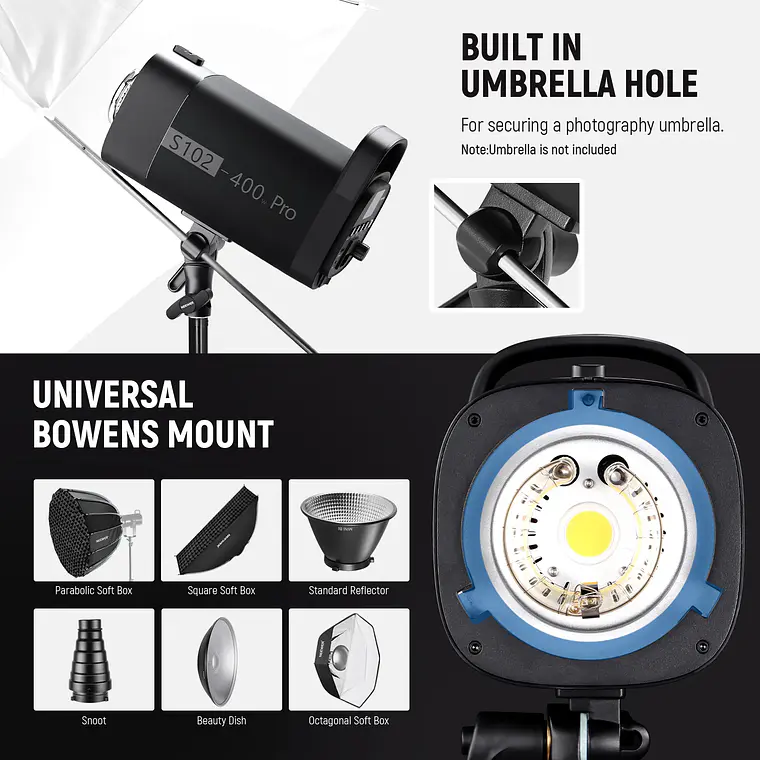 Kit de flash monolight de estudio Neewer S102-400W 7