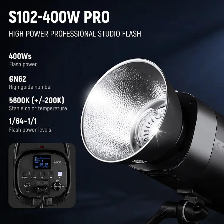Kit de flash monolight de estudio Neewer S102-400W 2