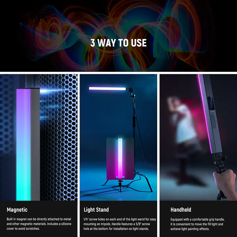 Tubo de luz LED Neewer RGB2 de 40 cm con puerta metálica 3