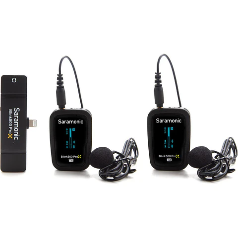 Micrófono inalámbrico Saramonic Blink 500 ProX B4 con 2 transmisores y receptor Lightning para iOS