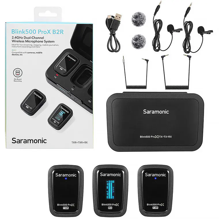 Micrófono inalámbrico Saramonic Blink 500 ProX B2R con 2 transmisores grabadores y receptor 10