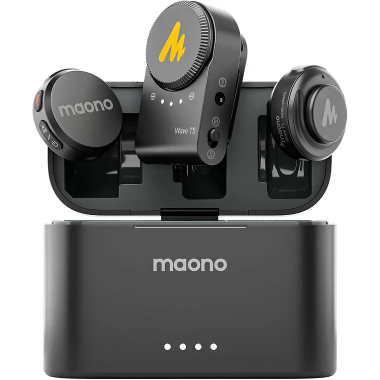 Micrófonos Inalámbricos Maono Wave T5 para cámaras con case de carga 1