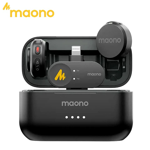 Micrófonos Inalámbricos Maono Wave T5 para iPhone con case de carga