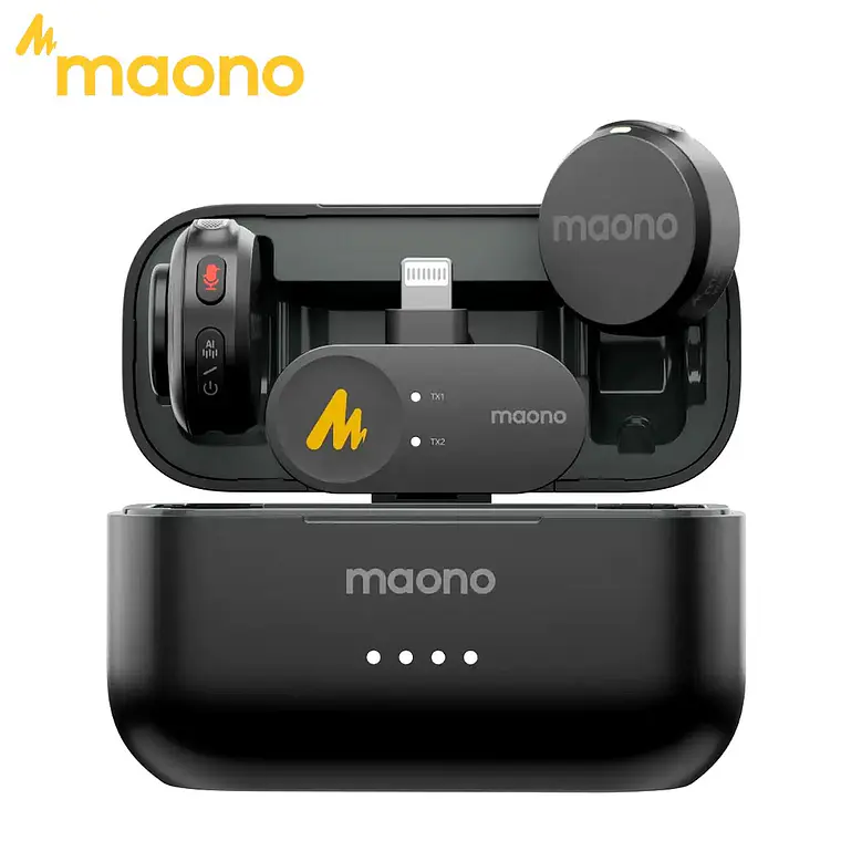Micrófonos Inalámbricos Maono Wave T5 para iPhone con case de carga 1