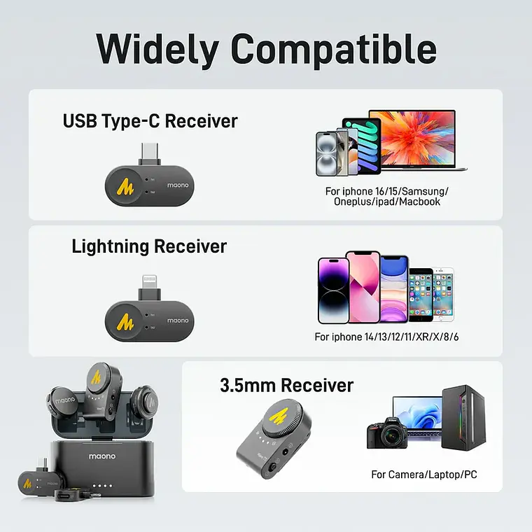 Micrófonos Inalámbricos Maono Wave T5 para USB-C con case de carga 4