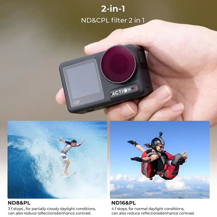 Kit de Filtros ND+PL K&F Concept para DJI Osmo Action 4  6