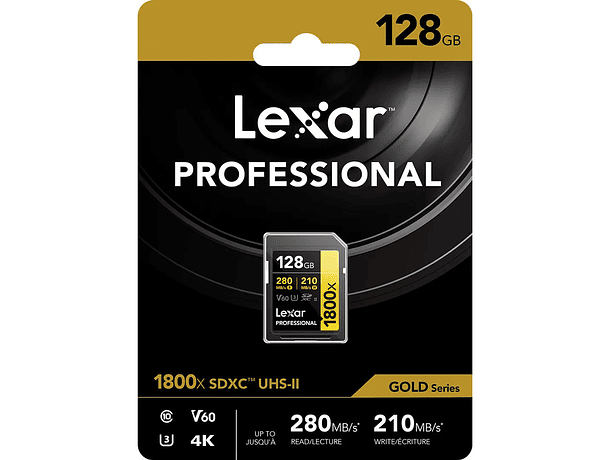 Tarjeta de Memoria SD Lexar 128GB Gold UHS-II SDXC