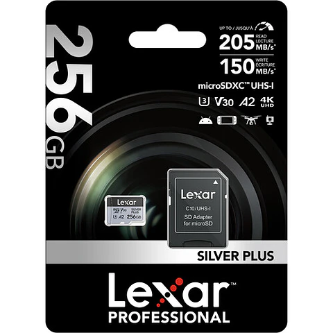 Tarjeta MicroSDXC Lexar SILVER PLUS UHS-I de 256 GB 