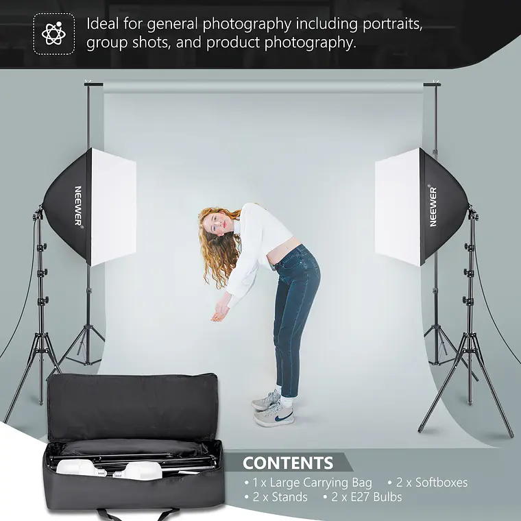 Kit Iluminación LED Neewer NW48 II 2.4G con Softbox 5