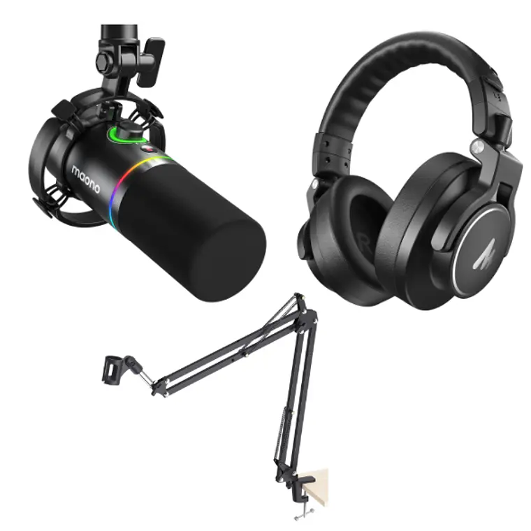 Kit Streaming Micrófono PD200x + Audífonos Mh700 + Brazo Ba20  1