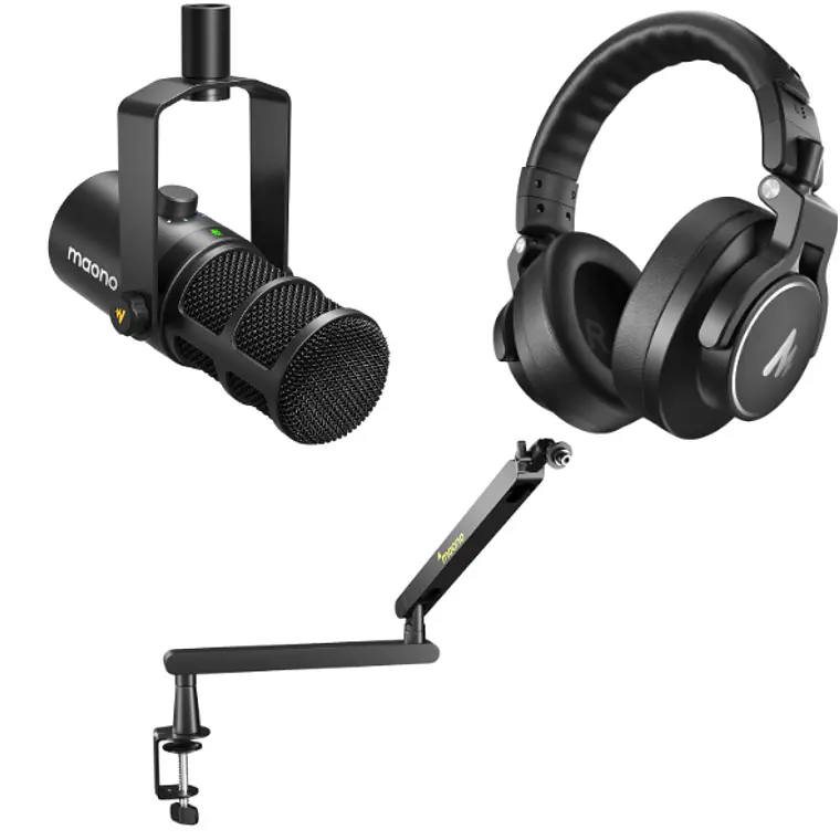 Kit Streaming Profesional Maono Microfono PD400x + Audífonos Mh700 + Brazo Ba92  1