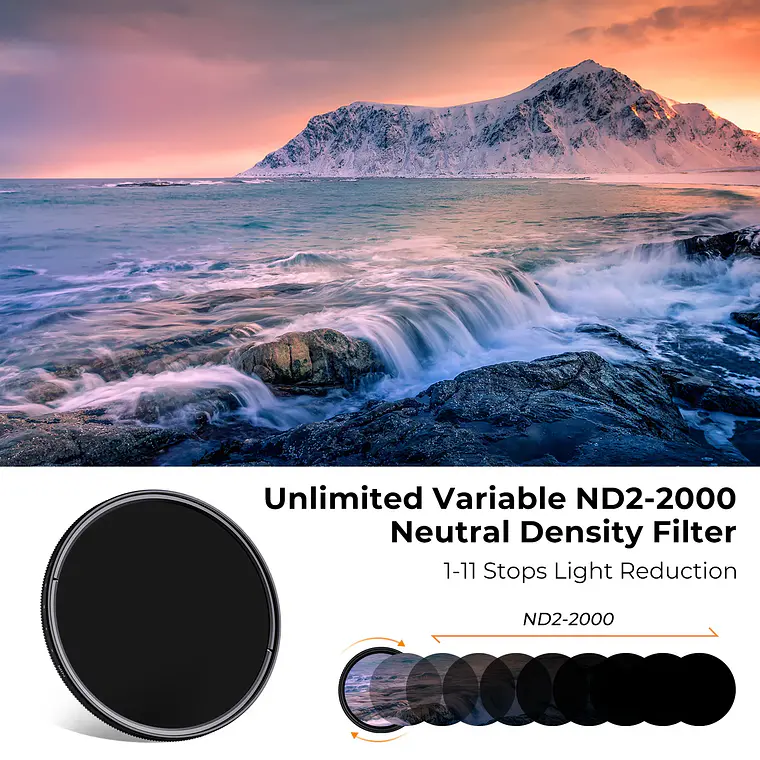 Filtro K&F concept 82mm nd variable nd2-2000 serie c 11 pasos 2