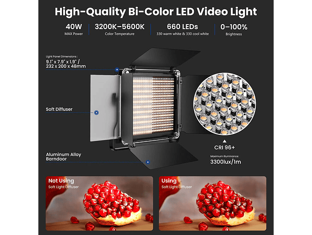 Kit LED Bicolor Neewer NL660 con 2 Luces con Soportes