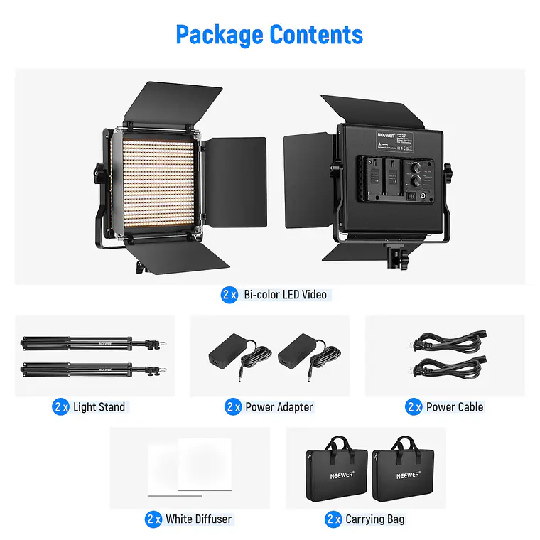 Kit LED Bicolor Neewer NL660 con 2 Luces con Soportes 10