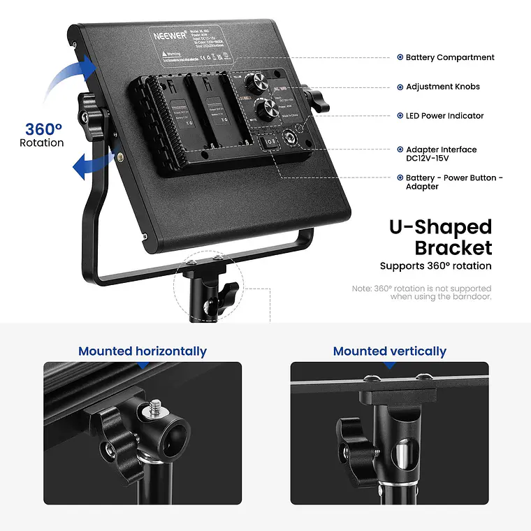 Kit LED Bicolor Neewer NL660 con 2 Luces con Soportes 4