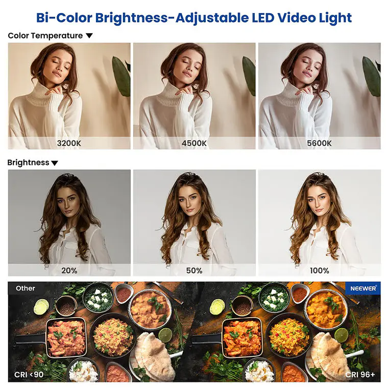 Kit LED Bicolor Neewer NL660 con 2 Luces con Soportes 5