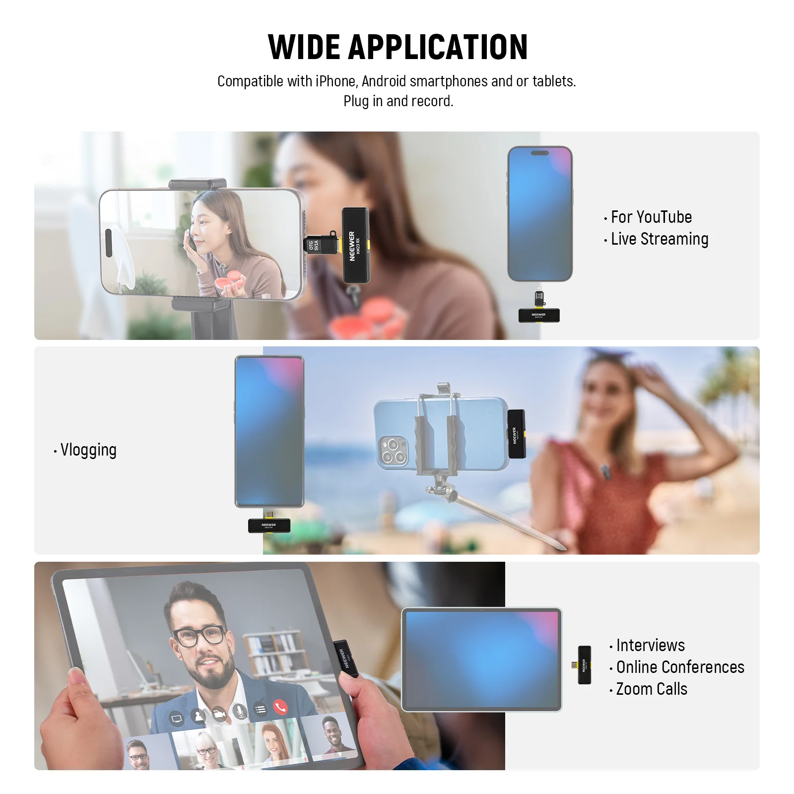 Kit de Micrófono Inalámbrico Neewer KM23 de Solapa 6