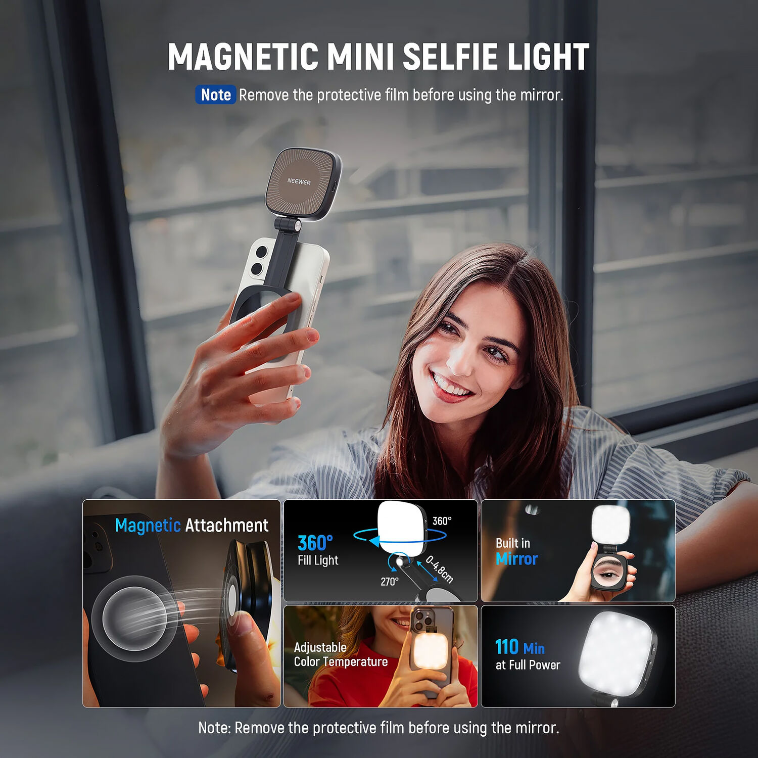 Luz Magnética Neewer Basics NL48B para Selfies - Blanco 2