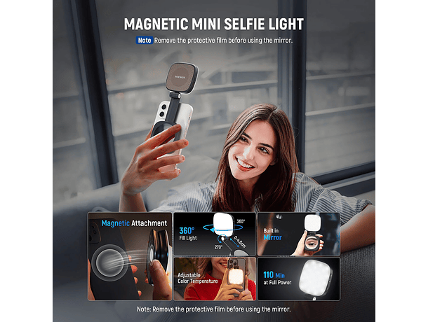 Luz Magnética Neewer Basics NL48B para Selfies - Negro