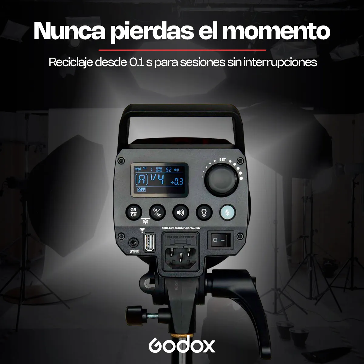 Flash de Estudio Godox MS300V - 300W 6