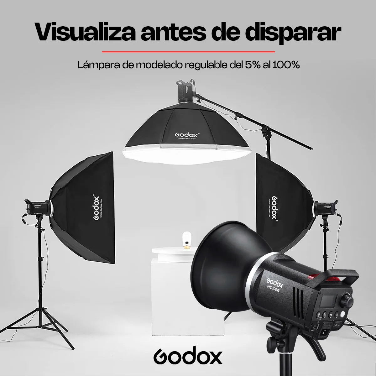 Flash de Estudio Godox MS300V - 300W 5