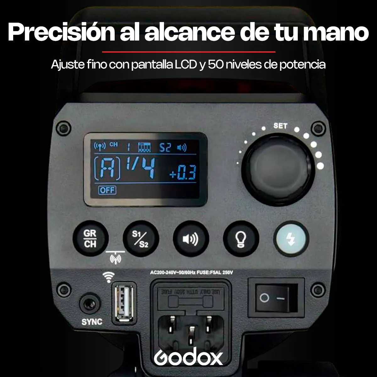 Flash de Estudio Godox MS300V - 300W 8