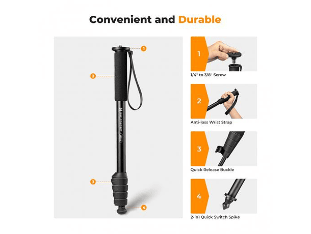 Monópode de Aluminio K&F Concept MS16