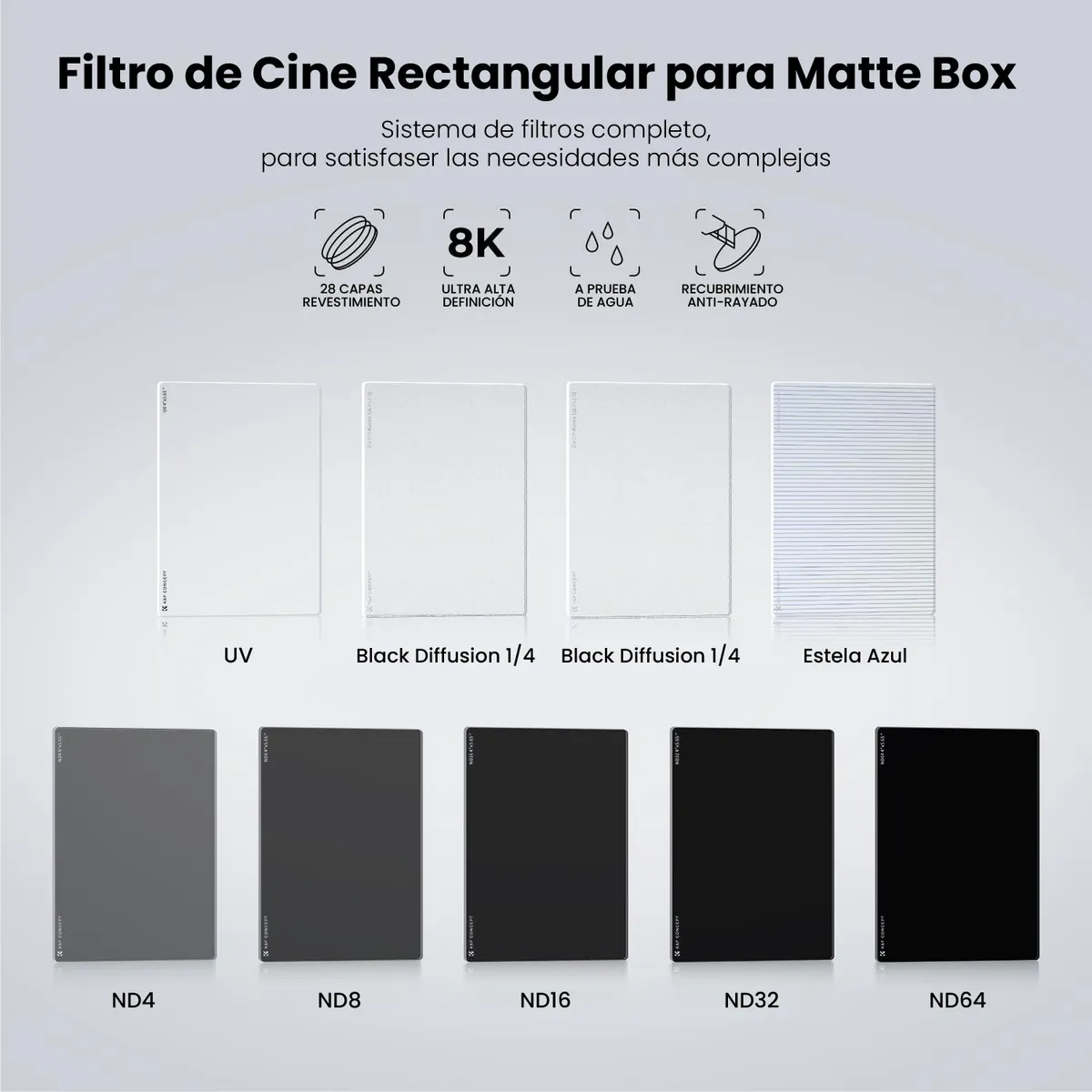 Filtro ND8 K&F Concept para Matte Box de 4x5,65