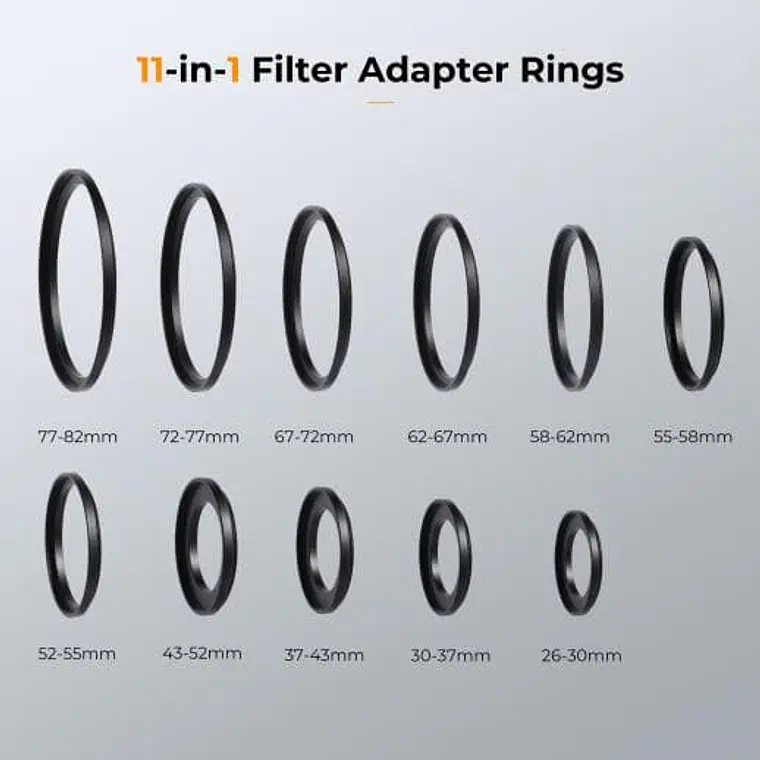 Anillos Adaptadores de Filtro K&F Concept Step Up 11 Piezas 6