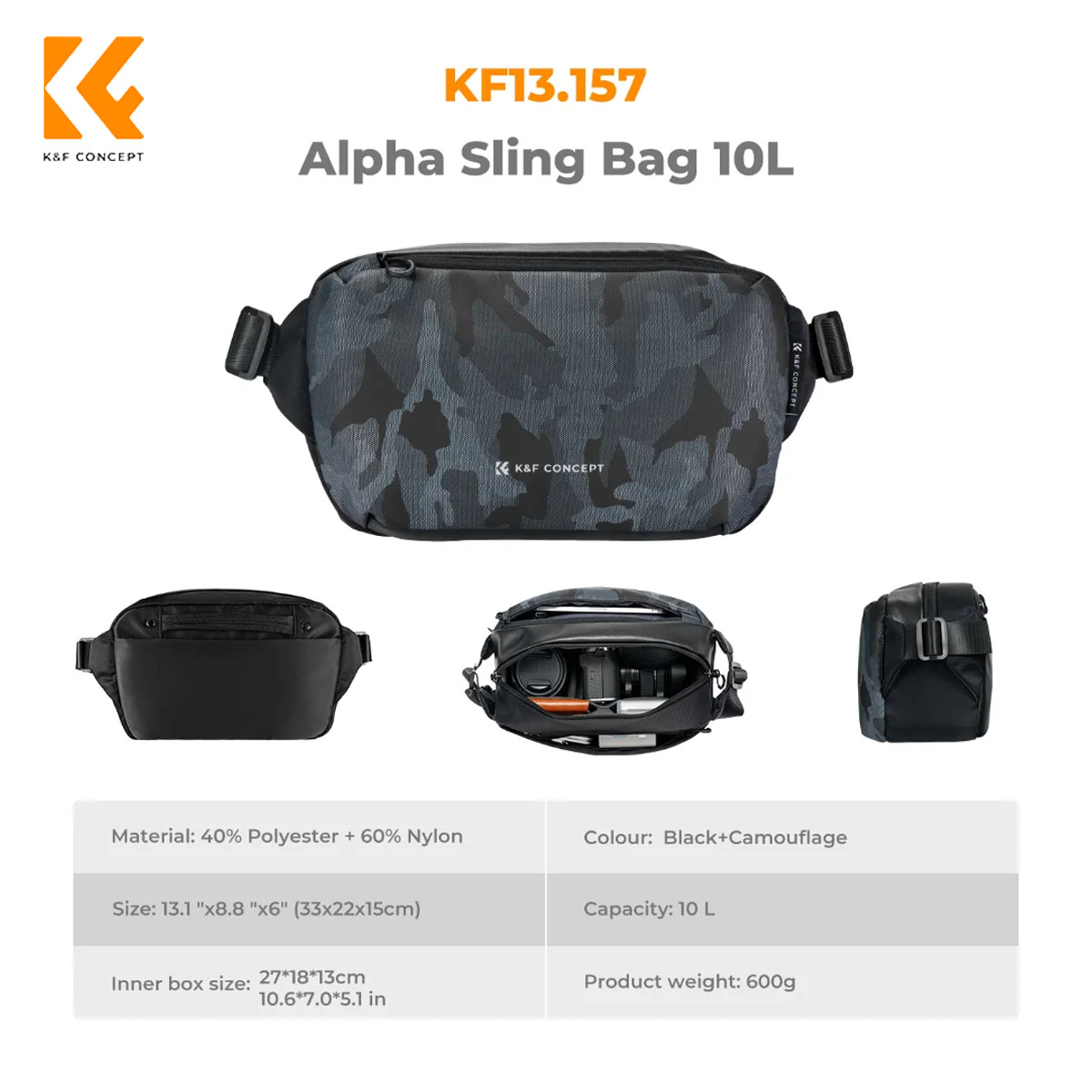 Bolso bandolera K&F Concept Alpha - Camuflaje 7
