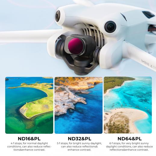 Kit de Filtros K&F Concept CPL/ND+PL para DJI Mini 4 Pro 3