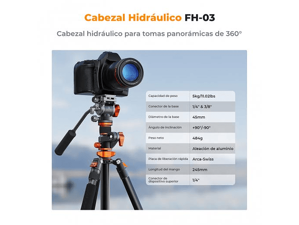 Trípode de Video K&F Concept FH03