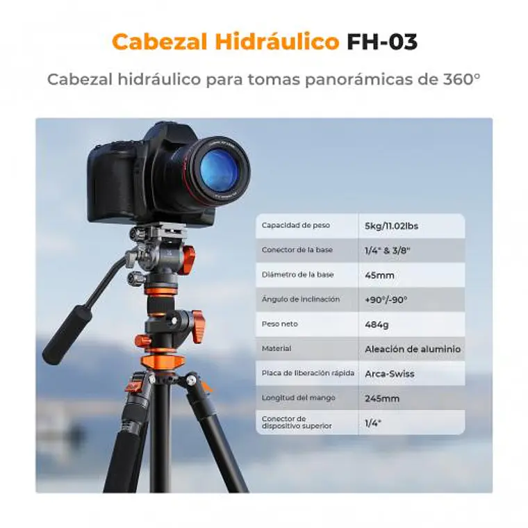 Trípode de Video K&F Concept FH03 2