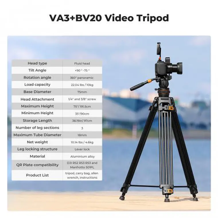 Trípode de Video K&F Concept VA3 3