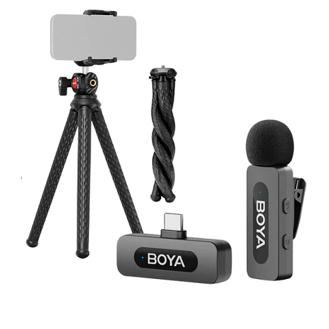 Kit Starter Micrófono Boya BY-V10 2.0 + Trípode Neewer T34