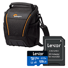 Kit camara basics Bolso Lowepro SH 100 II + Tarjeta de Memoria Lexar 128GB  1
