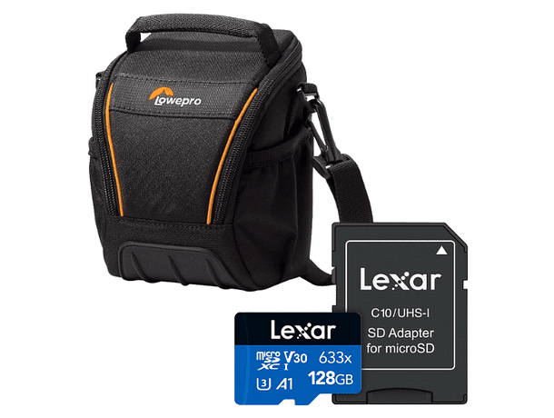 Kit Camara Basics Bolso Lowepro SH 100 II + Tarjeta de Memoria Lexar 128GB 