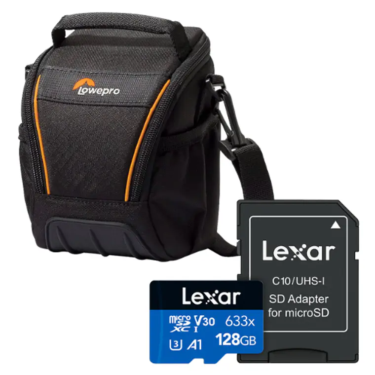 Kit Camara Basics Bolso Lowepro SH 100 II + Tarjeta de Memoria Lexar 128GB  1