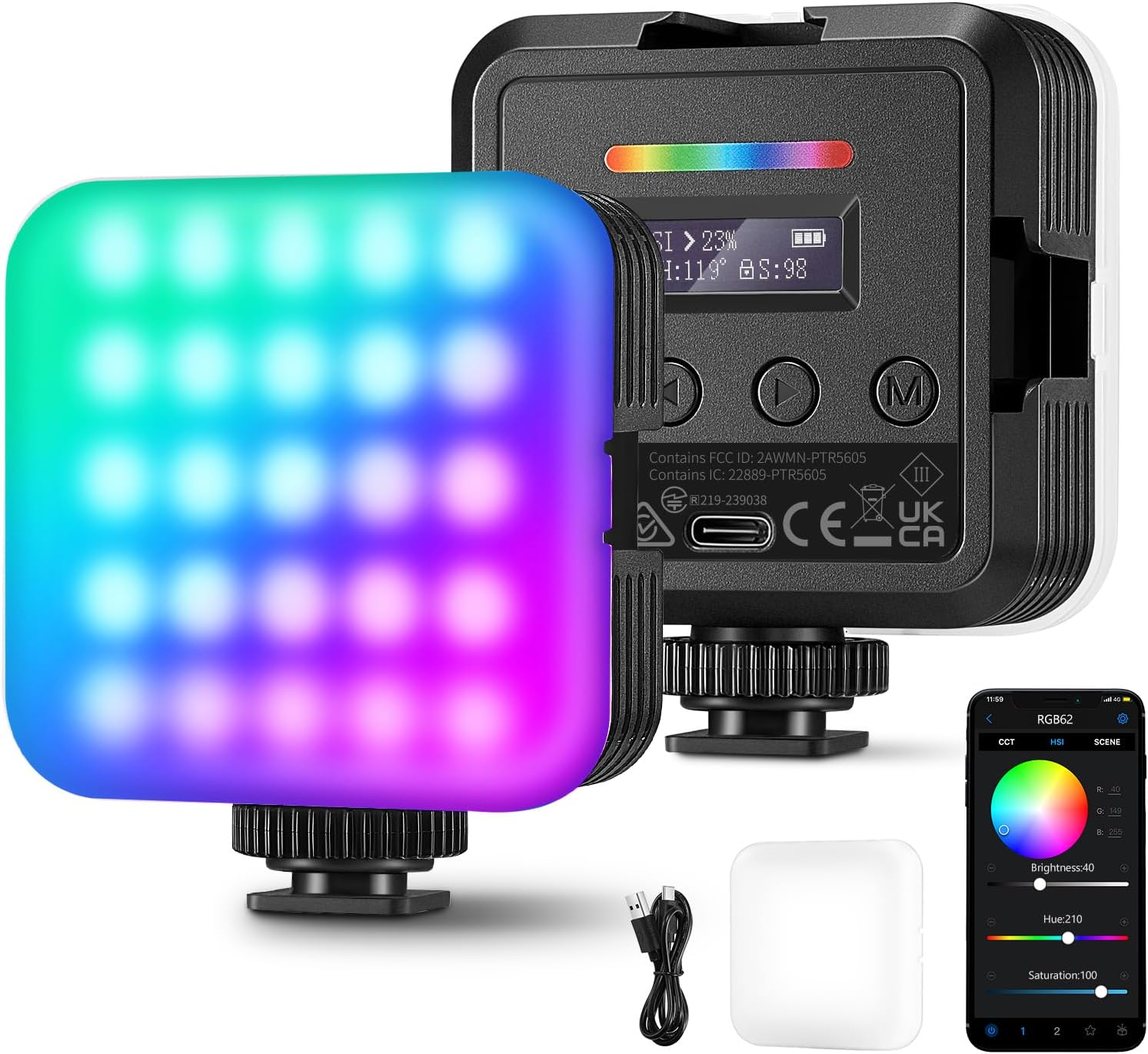 Kit creator at home Micrófono Maono PD100 + Luz de Video Neewer RGB62 + Brazo Hebikuo 37A 3