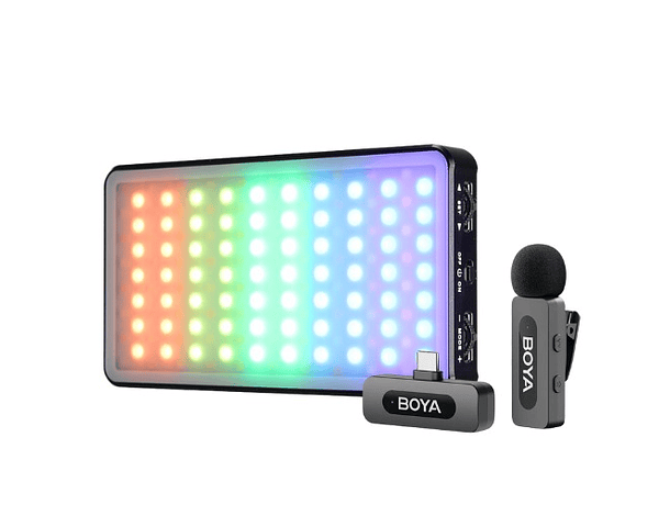 Kit creator mobile Luz Led Portatil Visico KD-2RX - Bicolor + Microfono Boya BY-V10 2.0