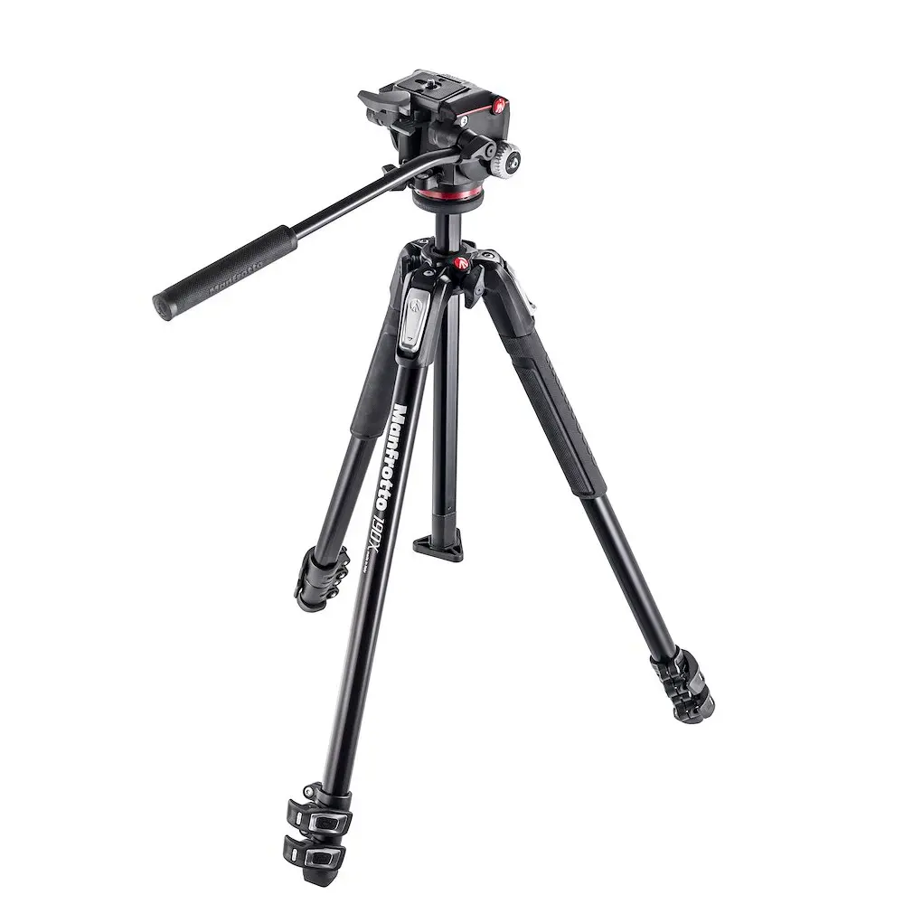 Trípode de Aluminio Manfrotto 190X de 3 Secciones con Cabezal Fluido XPRO 1