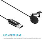 Micrófono Lavalier USB Omnidireccional Saramonic SR-ULM10 con Cable de 2 Metros 3