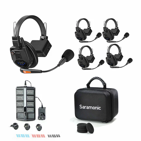 Sistema de Intercomunicación Inalámbrico Full-Duplex Saramonic WiTalk9-4S para 4 Personas con Auriculares Monoaurales (1,9 GHz)