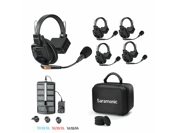 Sistema de Intercomunicación Inalámbrico Full-Duplex Saramonic WiTalk9-4S para 4 Personas con Auriculares Monoaurales (1,9 GHz)