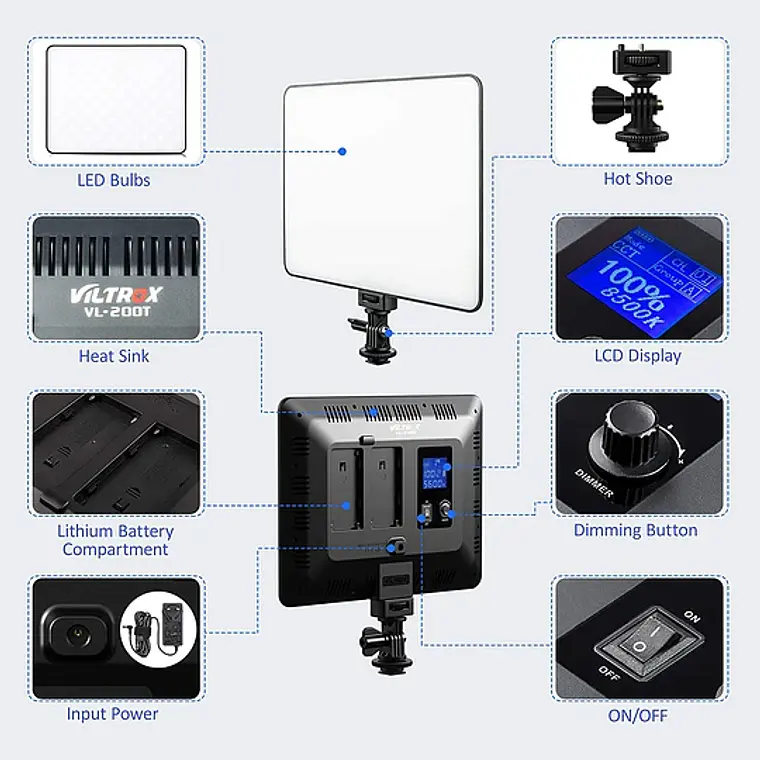 Kit de 2 Luces LED VL-200T de 30W Regulables 4