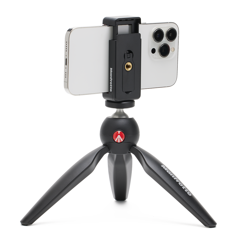 Mini Trípode Manfrotto PIXI con soporte de celular (hecho en Italia) 3