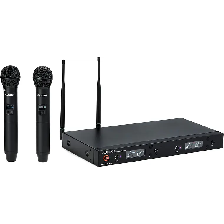 Sistema Inalámbrico de Dos Canales Audix AP42OM2A con Receptor R42 y Dos Transmisores de Mano H60/OM2 4