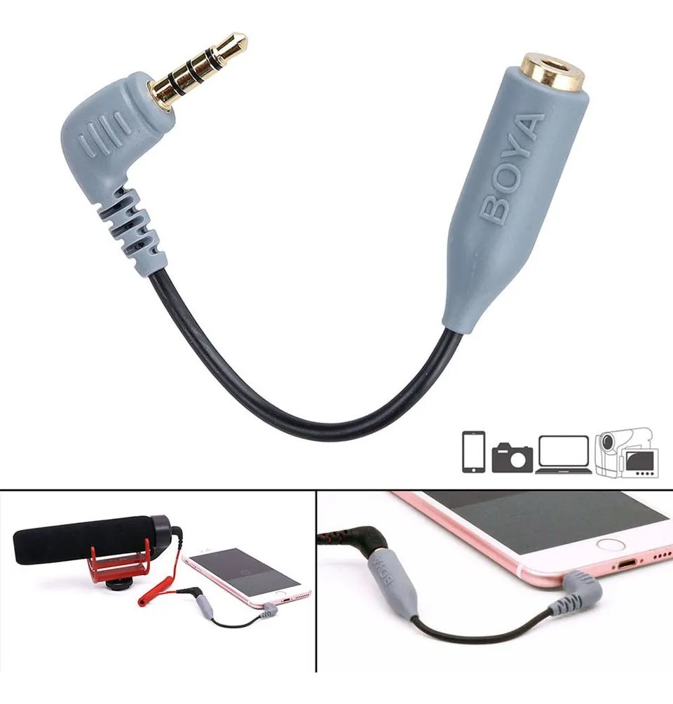 Cable Adaptador Boya BY-CIP2 de 3,5 mm TRRS a TRS para Micrófono 2