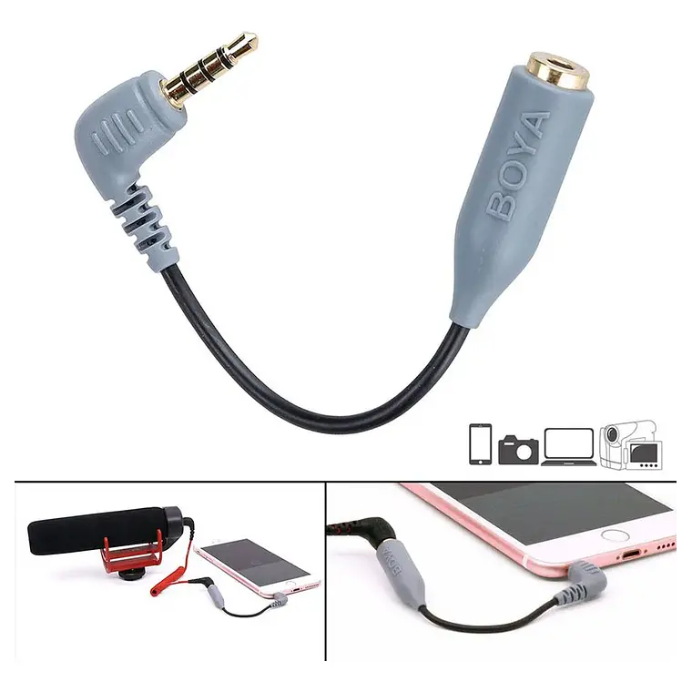 Cable Adaptador Boya BY-CIP2 de 3,5 mm TRRS a TRS para Micrófono 2