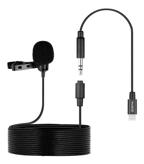 Micrófono Lavalier Condensador Omnidireccional Boya BY-M2 Negro